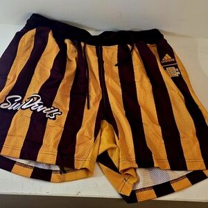 Adidas Sun Devils Men's Striped Shorts - Black and Gold